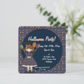 Prim Halloween Kid's Party Einladung Mädchen 3 (Stehend Vorderseite)