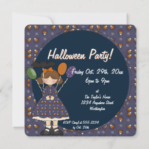 Prim Halloween Kid's Party Einladung Mädchen 3