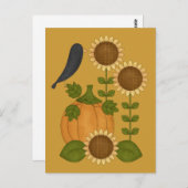 Prim Herbst Kürbis und Sonnenblumen Postkarte (Vorne/Hinten)