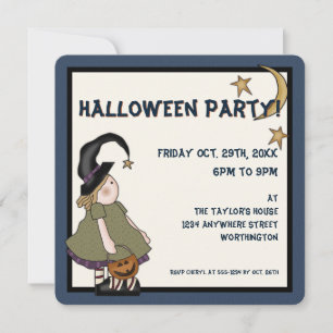 Prim Hexe-Halloween-Party Einladung