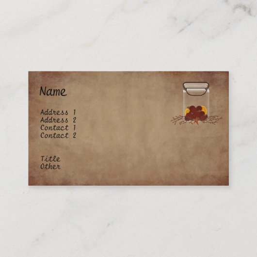 Prim Jar Fixins Business Card Visitenkarte (Vorderseite)