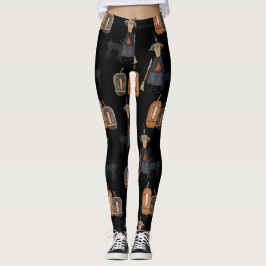 Prim Pumpkin, Hexe, Katze | Halloween Leggings (Vorderseite)