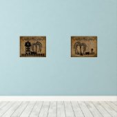 Prim Salt Box House Willow Tree Sheep Pip Berries Bilderwand Sets (Holzboden)