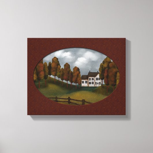Prim Saltbox House Hills and Trees Beautiful Leinwanddruck (Vorderseite)
