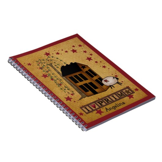 Prim Sheep und Saltbox Custom SpiralNotebook Notizblock (Rechte Seite)