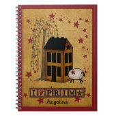 Prim Sheep und Saltbox Custom SpiralNotebook Notizblock (Vorderseite)