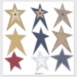 Prim Stars fühlen Burlap Look Spaß Aufkleber