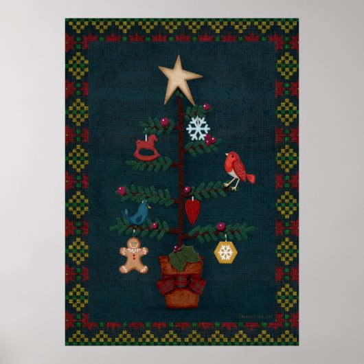Prim Style Folk Art Weihnachten | Cherie's Art Poster (Vorne)