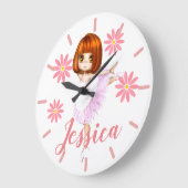 Prima Ballerina alles in Pink ! Gestaltet Große Wanduhr (Winkel)