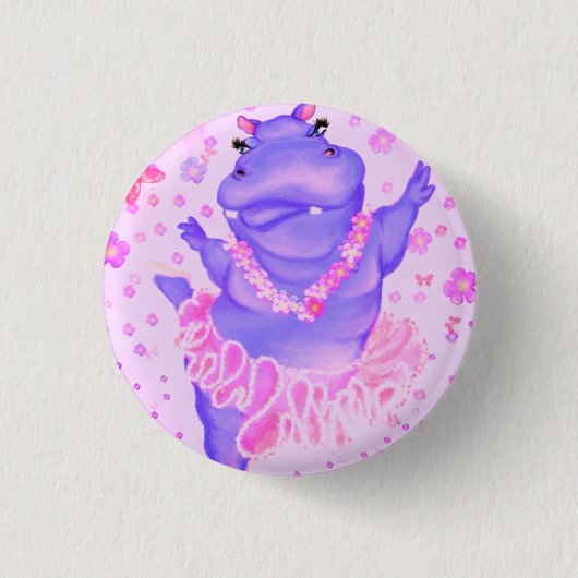 Prima Ballerina Hippo Button Happy Ballet Dancer (Vorderseite)