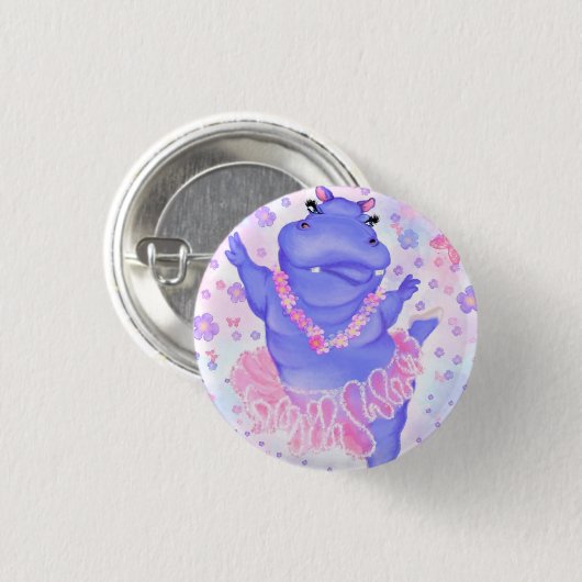Prima Ballerina Hippo - Happy Dancer Button (Vorne & Hinten)