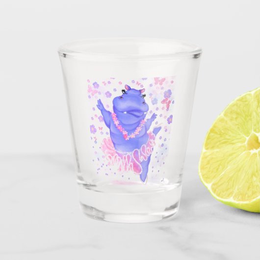 Prima Ballerina Hippo - Happy Dancer Schnapsglas (Vorderseite)