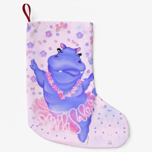 Prima Ballerina Hippo - Ihren Namen / Text hinzufü Kleiner Weihnachtsstrumpf (Vorderseite)