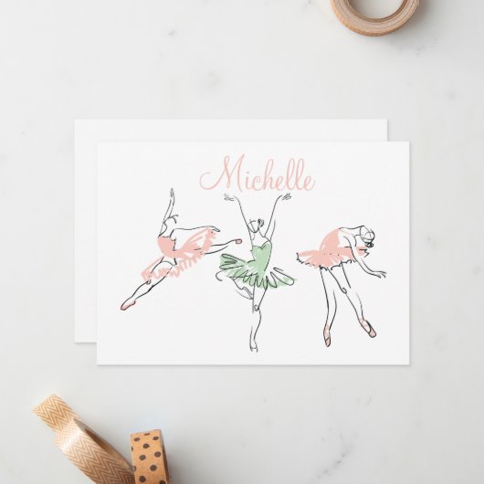 Prima Ballerina Personalisiert Stationery Mitteilungskarte (Vorderseite/Rückseite Beispiel)
