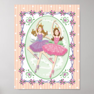 Prima Ballerinas Twins Peach Striped Cameo Poster