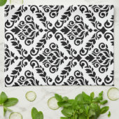 Prima Damask Big Ptn Black on White Handtuch (Gefaltet)