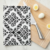 Prima Damask Big Ptn Black on White Handtuch (Viertel Falte)