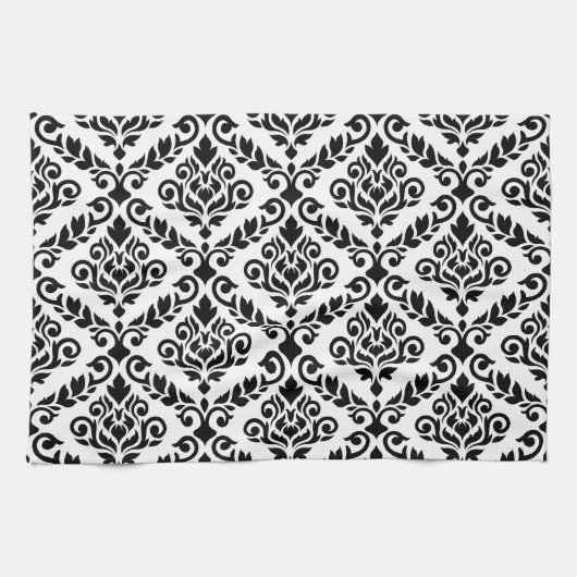 Prima Damask Big Ptn Black on White Handtuch (Horizontal)