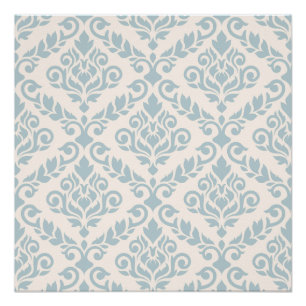 Prima Damask Big Ptn Blue auf Cream Poster