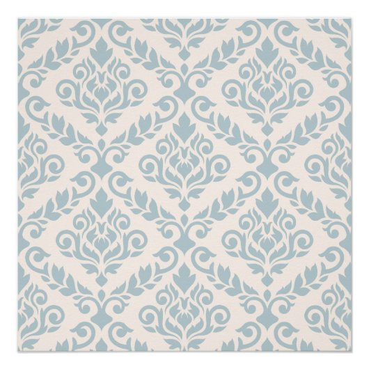 Prima Damask Big Ptn Blue auf Cream Poster (Vorderseite)