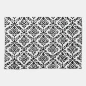 Prima Damask Muster Black auf Weiß Geschirrtuch (Horizontal)
