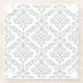 Prima Damask Muster Black auf Weiß Glasuntersetzer (Rückseite)