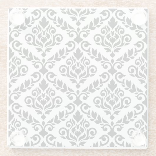 Prima Damask Muster Black auf Weiß Glasuntersetzer (Rückseite)