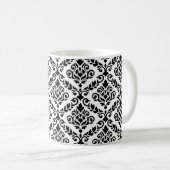 Prima Damask Muster Black auf Weiß Kaffeetasse (VorderseiteRechts)