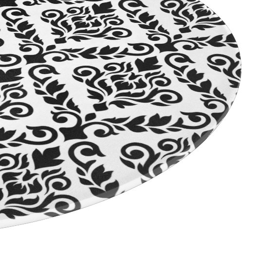 Prima Damask Muster Black auf Weiß Schneidebrett (Ecke)