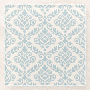 Prima Damask Muster Blue auf Cream Glasuntersetzer