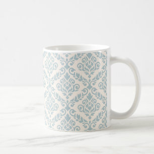 Prima Damask Muster Blue auf Cream Kaffeetasse