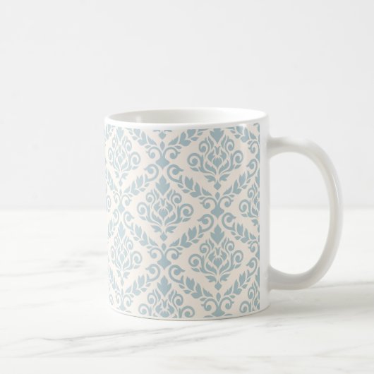 Prima Damask Muster Blue auf Cream Kaffeetasse (Rechts)