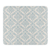 Prima Damask Muster Blue auf Cream Schneidebrett (Vorderseite)