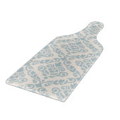 Prima Damask Muster Blue auf Cream Schneidebrett (Ecke)