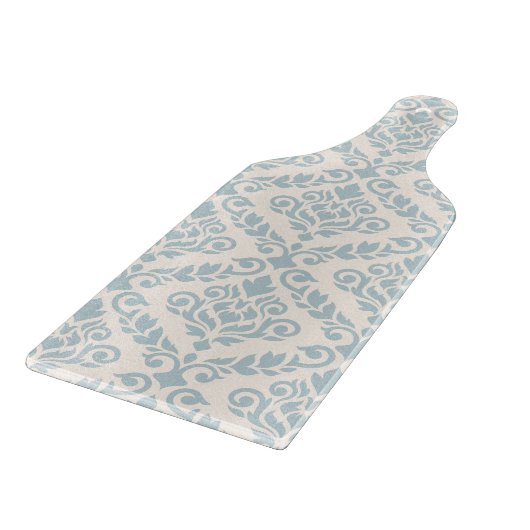Prima Damask Muster Blue auf Cream Schneidebrett (Ecke)
