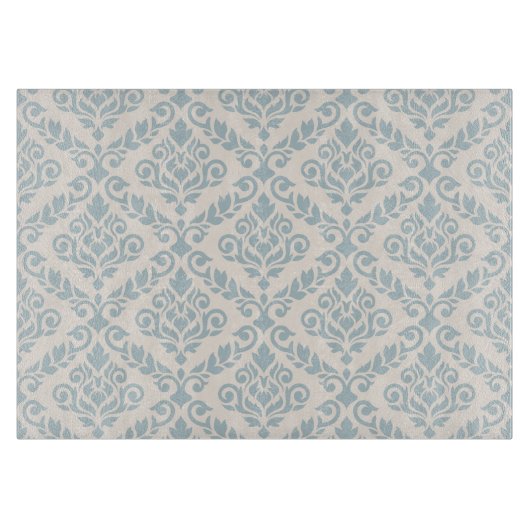 Prima Damask Muster Blue auf Cream Schneidebrett (Vorderseite)
