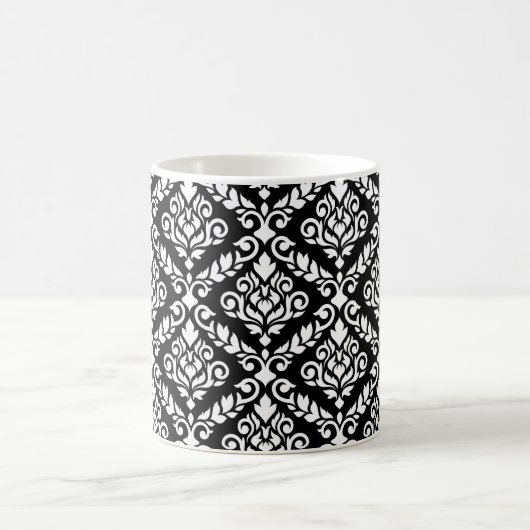 Prima Damask Muster Weiß auf schwarz Kaffeetasse (Mittel)