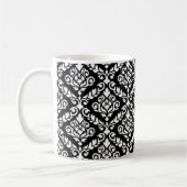 Prima Damask Muster Weiß auf schwarz Kaffeetasse (Links)