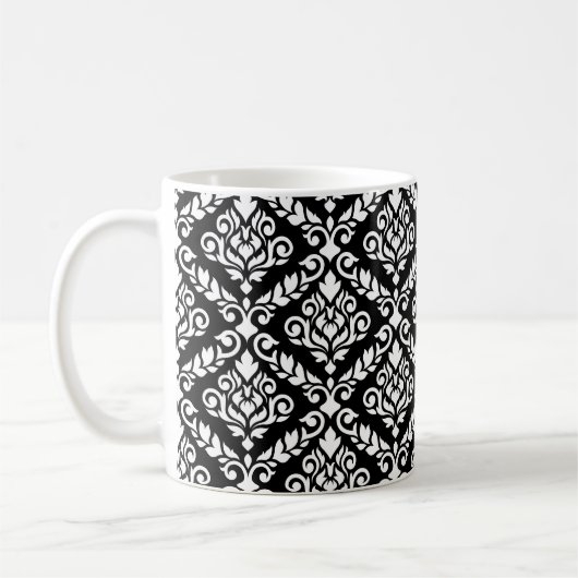 Prima Damask Muster Weiß auf schwarz Kaffeetasse (Links)
