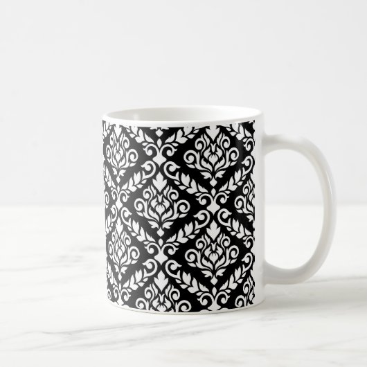 Prima Damask Muster Weiß auf schwarz Kaffeetasse (Rechts)