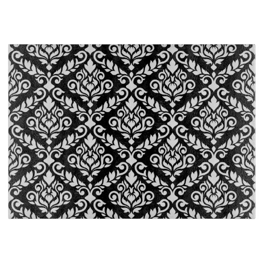 Prima Damask Muster Weiß auf schwarz Schneidebrett (Vorderseite)