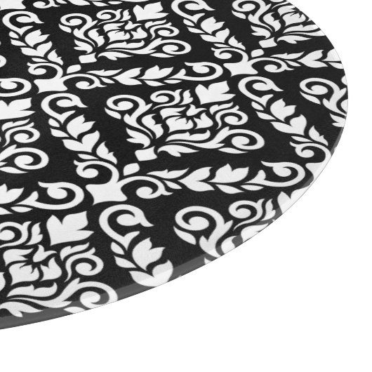 Prima Damask Muster Weiß auf schwarz Schneidebrett (Ecke)