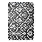 Prima Damast großes Ptn Weiß auf Schwarzem Badematte (Vorderseite Vertikal)