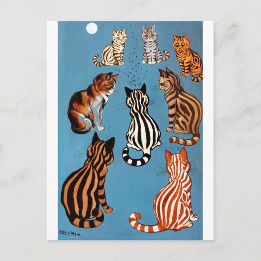 Primadonna von der Nacht, Louis Wain Postkarte (Vorderseite)