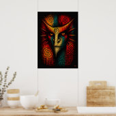 Primal Spirit Mask Abstrakte Kunst – Expressionism Poster (Küche)