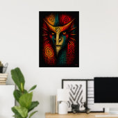 Primal Spirit Mask Abstrakte Kunst – Expressionism Poster (Heimbüro)