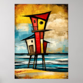 Primal Watch — Abstract Expressionist Beach Tower Poster (Vorne)