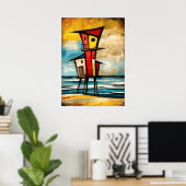 Primal Watch — Abstract Expressionist Beach Tower Poster (Heimbüro)