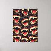 Primal Wolf Pack Snarling Fangs Horror Pop Art Leinwanddruck (Vorderseite)