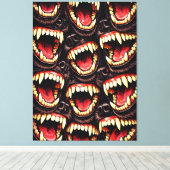 Primal Wolf Pack Snarling Fangs Horror Pop Art Leinwanddruck (Insitu (Holzboden))